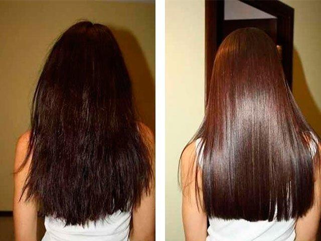 Фото волос до и после применения масок на основе репейного масла