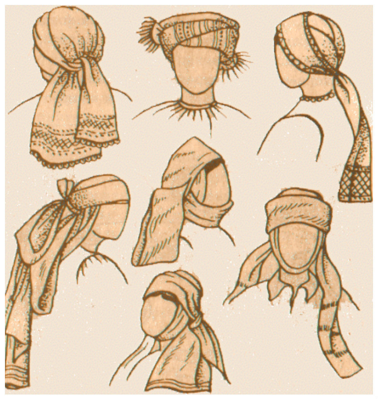 старинные женские головные уборы намётка